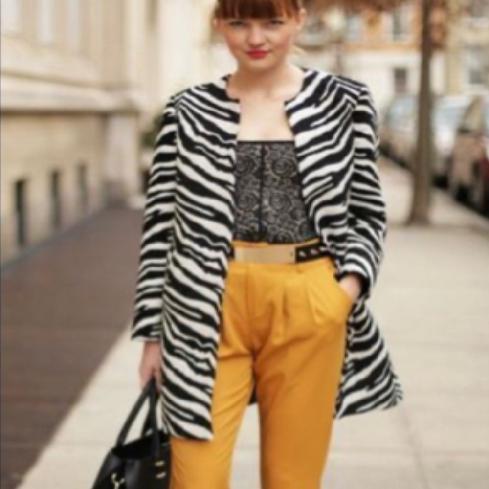 Zara Zebra Longline Jacket size XL